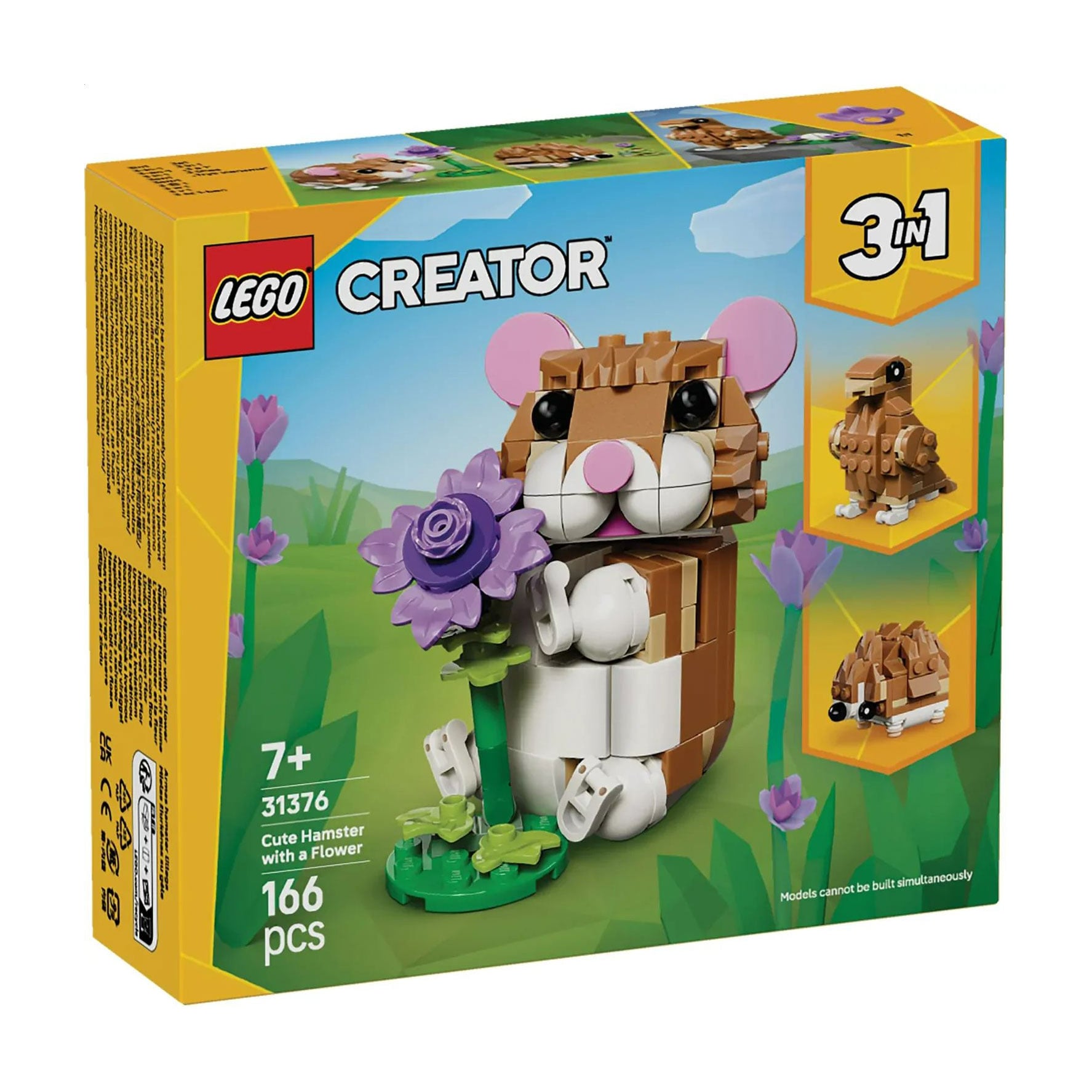 Конструктор LEGO Creator 3в1 Чарівний хом'як з квіткою, 166 деталей, від 7 років (31376)